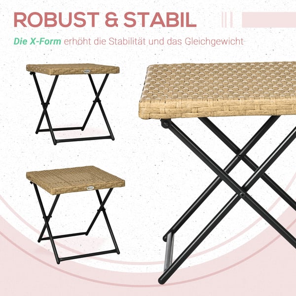 Altanbord 40x40x40 cm Natur, sammenklappeligt, polyrattan
