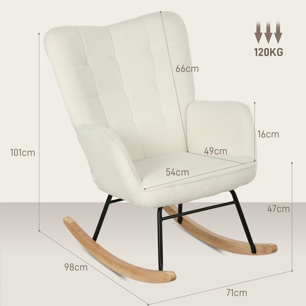 Gyngestol, 98x71x101 cm, Hvid