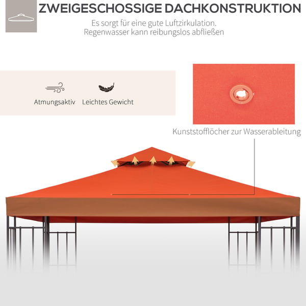 Pavillon Erstatningstag, 300x300 cm, Rød