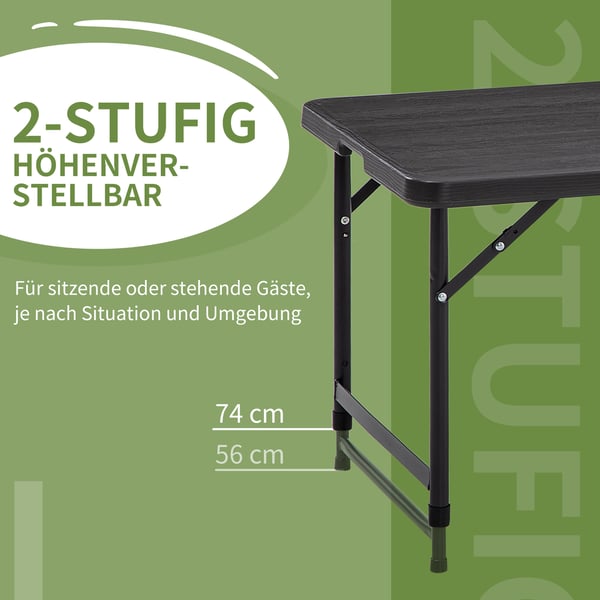 Fällbart trädgårdsbord, 118x60x74 cm, mörkgrå