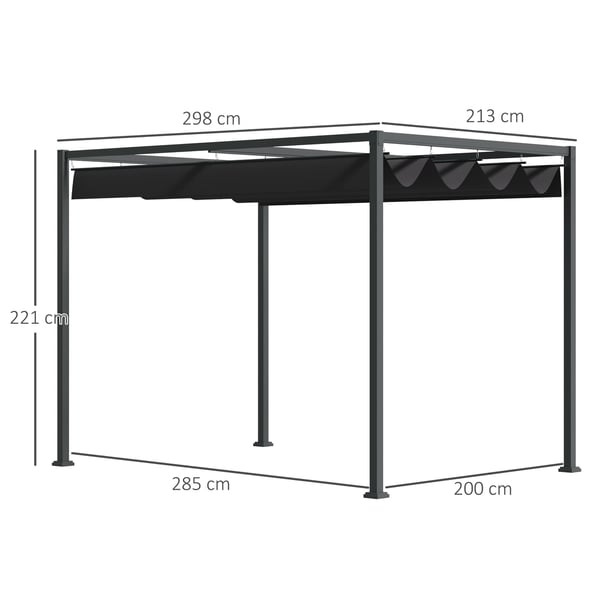 Pergola, 298x213x221 cm, Musta
