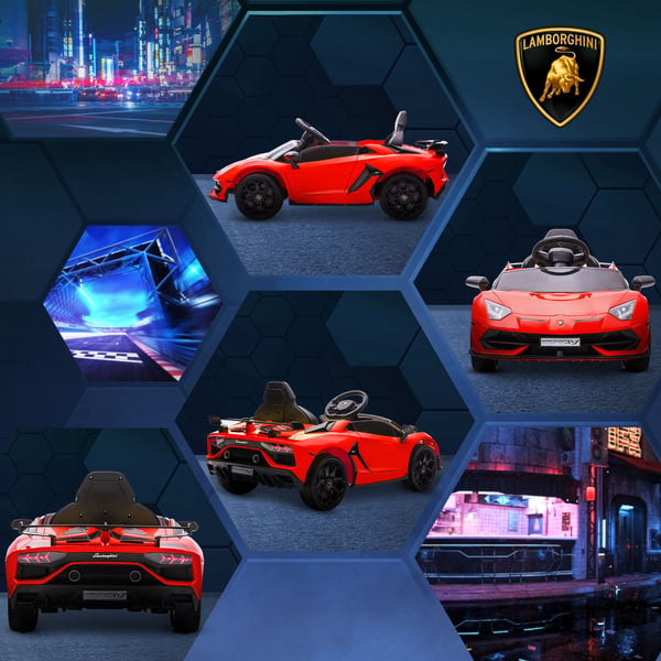 Elektrisk Ride-On Bil, Licenseret Lamborghini Aventador SVJ Roadster, 107,5x63x42 cm, Rød