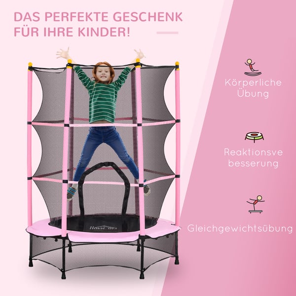 Børnetrampolin, 140x140x190 cm, Pink