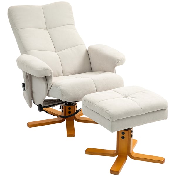 Massagestol med skammel og opbevaring, 80x86x99 cm, creme