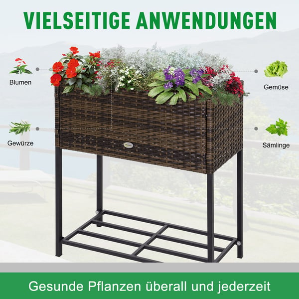 Hævet plantekasse, 70x30x72 cm, Brun