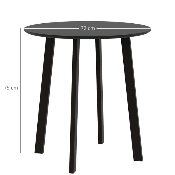 Spisebord, rundt køkkenbord, 72x72x75 cm, sort