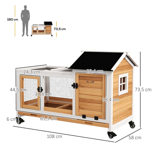 Litet djurhus 108x58x73,5 cm gul, trä