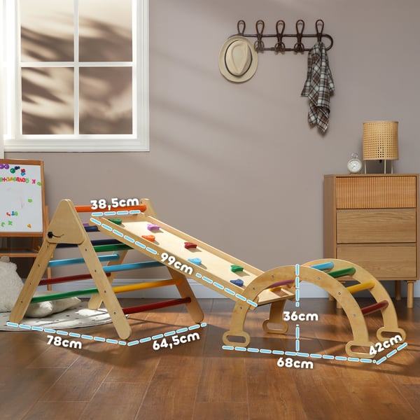 Lasten kiipeilyteline 178x64,5x63 cm monivärinen, puu