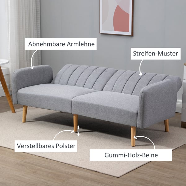 Vuodesohva, 173x75x73 cm, Harmaa