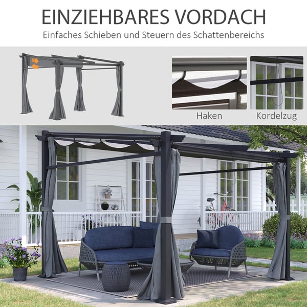 Pergola, 297x295x230 cm, Tummanharmaa