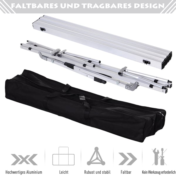 Fällbart bord, 120x69x59-78 cm, Silver, Aluminium