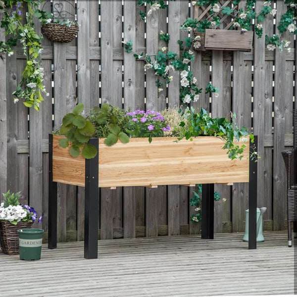Højbedsplantekasse, 120x60x74 cm, Natur og Sort