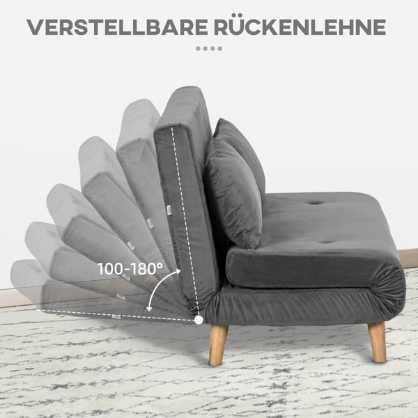Soffa med bäddfunktion, 130x78x79 cm, grå
