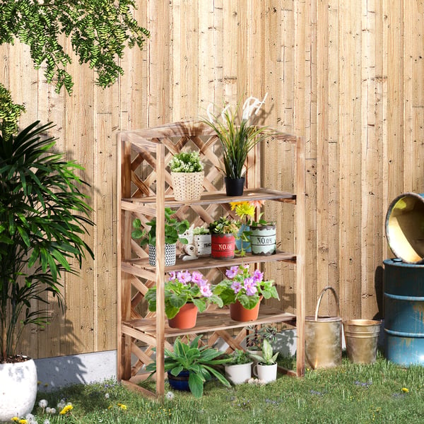 Planteopsats, 3-niveauer, 75x38x120 cm, Natur