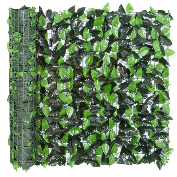 Kunstig hæk, 300x100 cm, mørkegrøn, udendørs dekoration