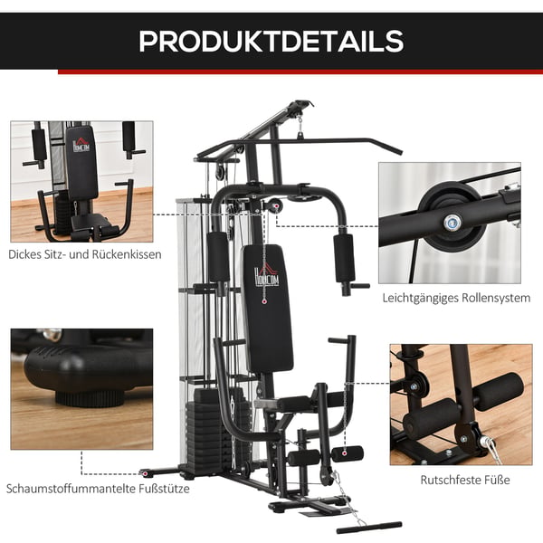 Home Gym Station, 150x110x210 cm, Sort