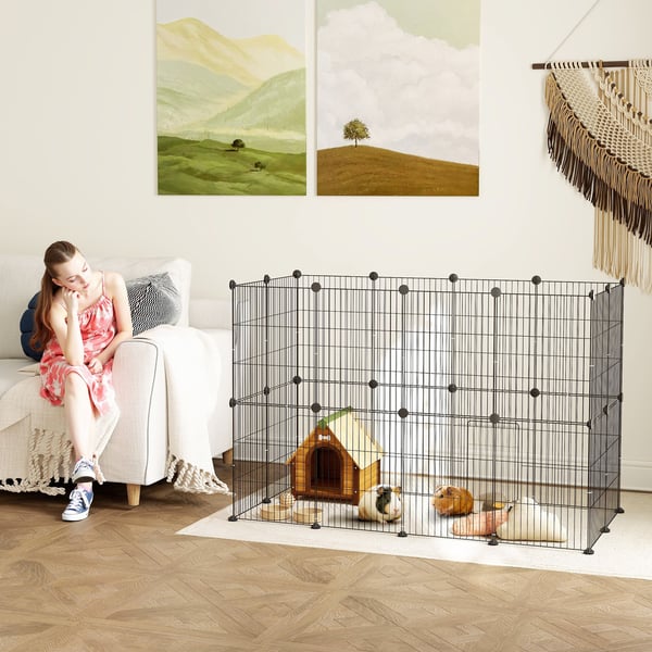 Indhegning til smådyr, 120x60x80 cm, Sort