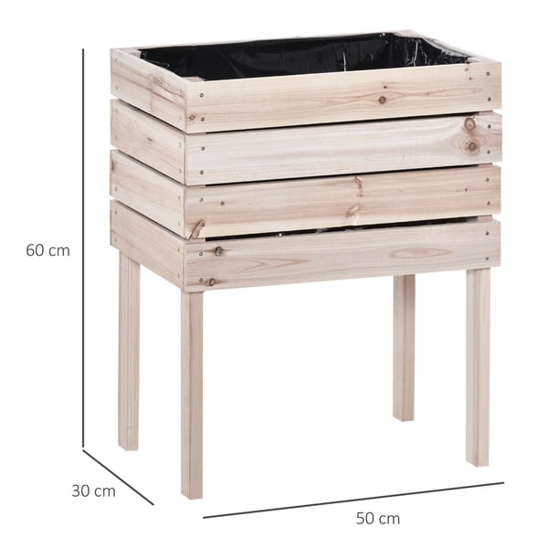 Hævet plantekasse 50x30x60 cm natur, massivt træ
