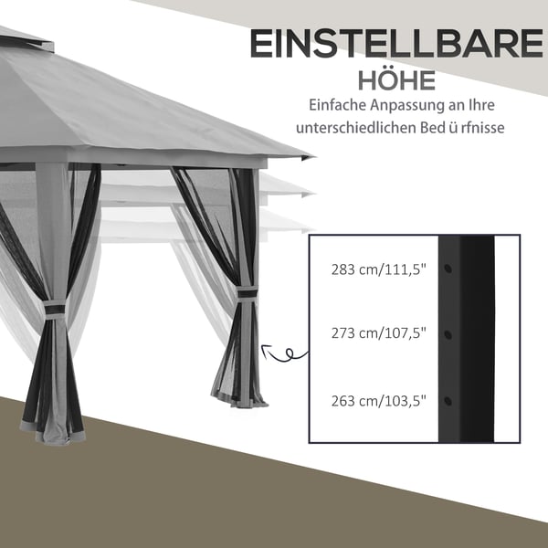 Sammenklappelig pavillon 392x392 cm mørkegrå