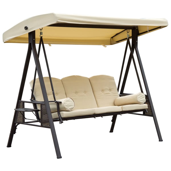 Haveswing, 3-personers med baldakin, 120x208x172 cm, beige brun