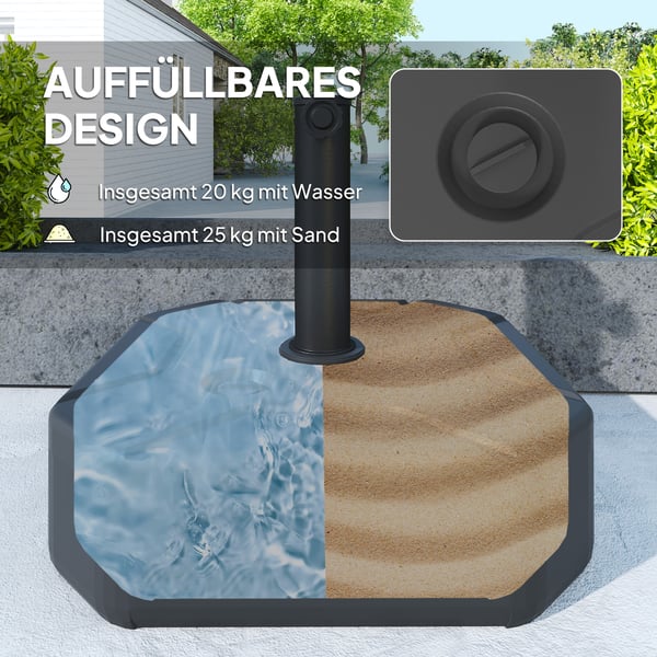 Aurinkovarjon jalusta, 45x45x25 cm, Musta