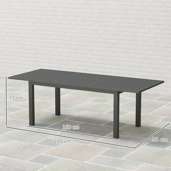 Havemøbelsbord, 160/220x90x73 cm, Grå