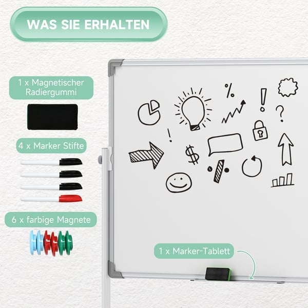 Magnetisk whiteboard, 120x90 cm, hvid