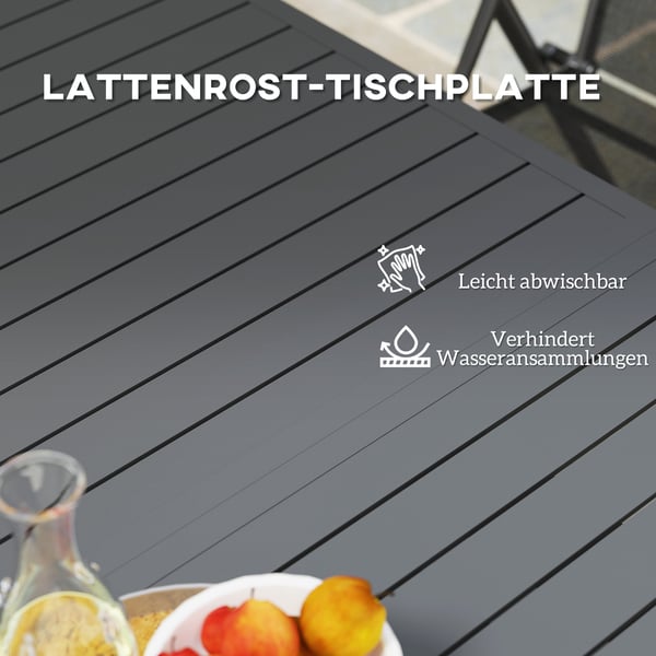 Havemøbelsbord, 160/220x90x73 cm, Grå