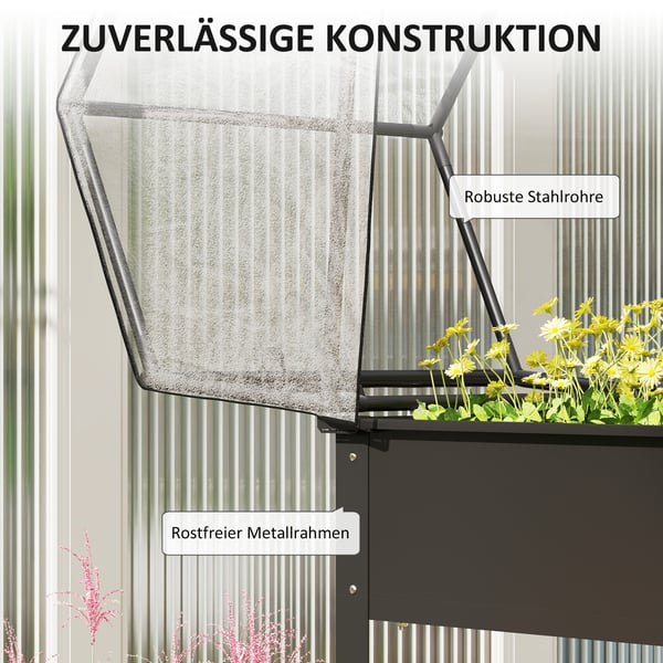 Hævet plantebed med overdækning, 60x60x120 cm, sort