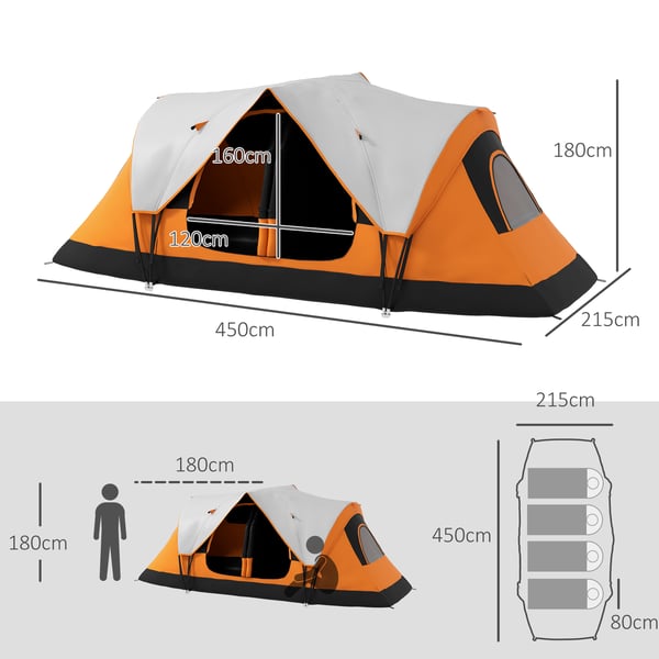 Campingtelt, 450x215x180 cm, Orange