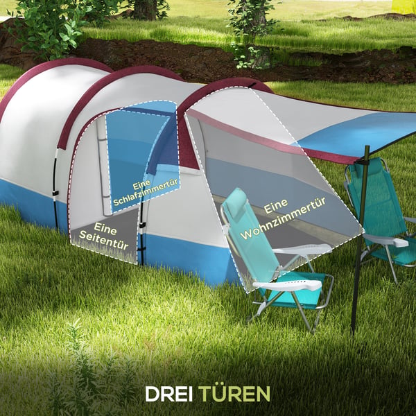 Campingtelt, 420x200x150 cm, Rød