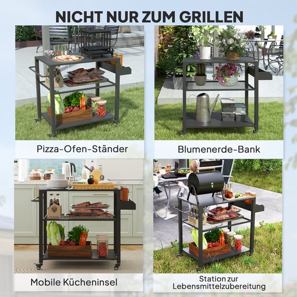 Grillikärry, 105x50x79 cm, Musta