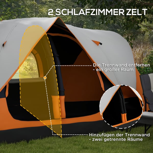 Campingtelt, 450x215x180 cm, Orange