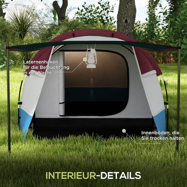 Campingtelt, 420x200x150 cm, Rød
