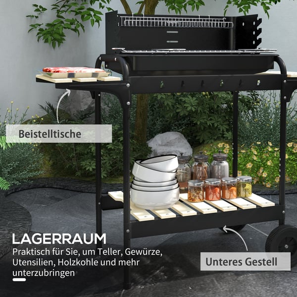 Kolgrill, 103x47x95 cm, Svart