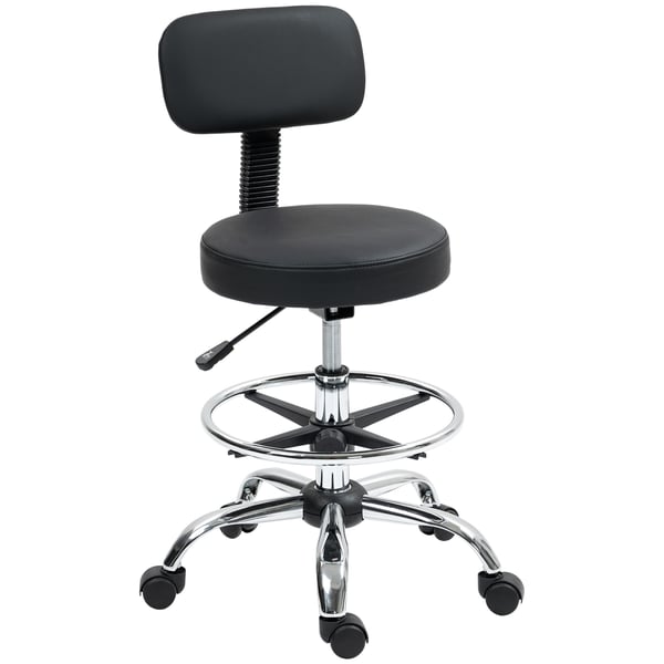 Kontorstol, Justerbar Ergonomisk Tegnestol med Fodstøtte, 52x52x78-92 cm, Sort