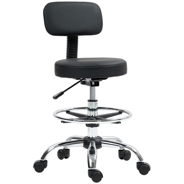Kontorstol, Justerbar Ergonomisk Tegnestol med Fodstøtte, 52x52x78-92 cm, Sort