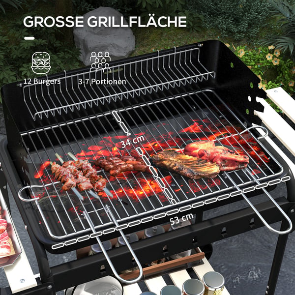 Kolgrill, 103x47x95 cm, Svart