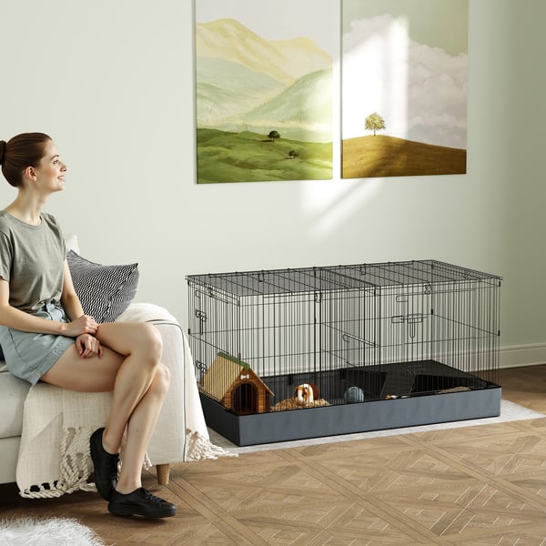 Lille kæledyr bur, 121x61x61 cm, sort