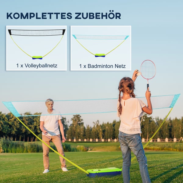 Badminton Sæt, 400x22.4x155 cm, Sort Blå Grøn