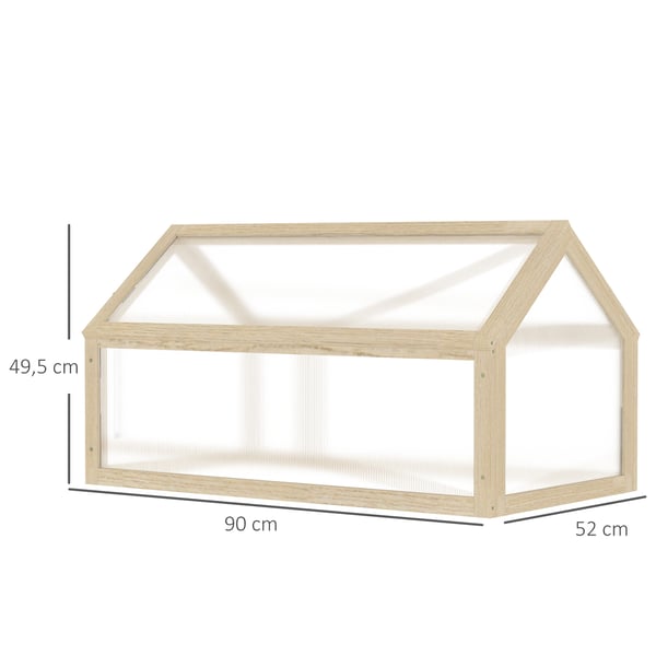 Mini kasvihuone, 90x52x49,5 cm, luonnonpuu