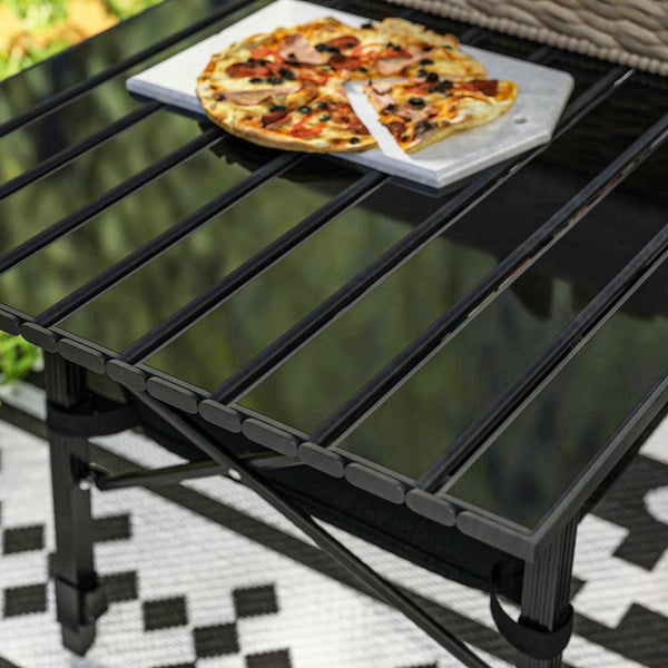 Campingbord, 90x55x45-66 cm, Sort