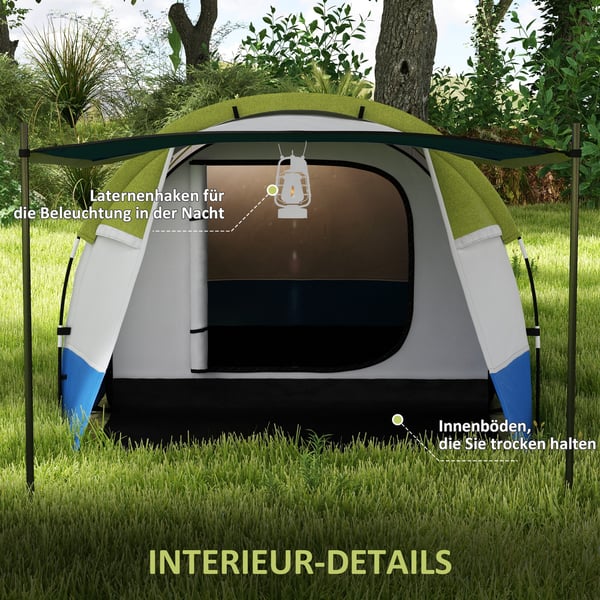 Campingtelt, 420x200x150 cm, Grøn