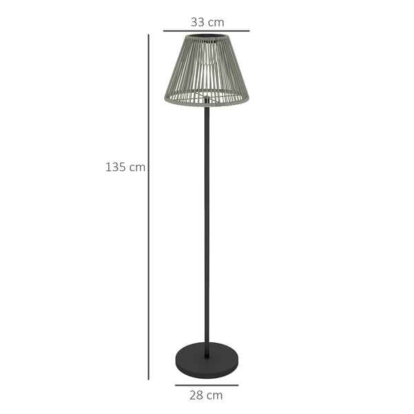 Aurinkokäyttöinen lattialamppu, 33x135 cm, harmaa