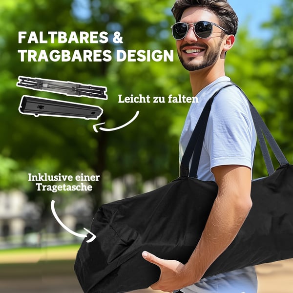 Campingbord, 90x55x45-66 cm, Sort