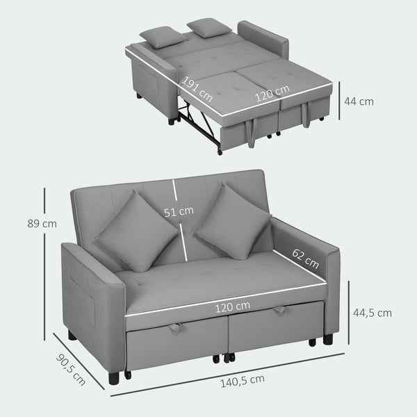 Sovesofa, 140,5x90,5x89 cm, Grå