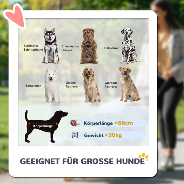 Hundevogn, Sammenklappelig kæledyrsvogn til store hunde, 124x67x100 cm, Brun
