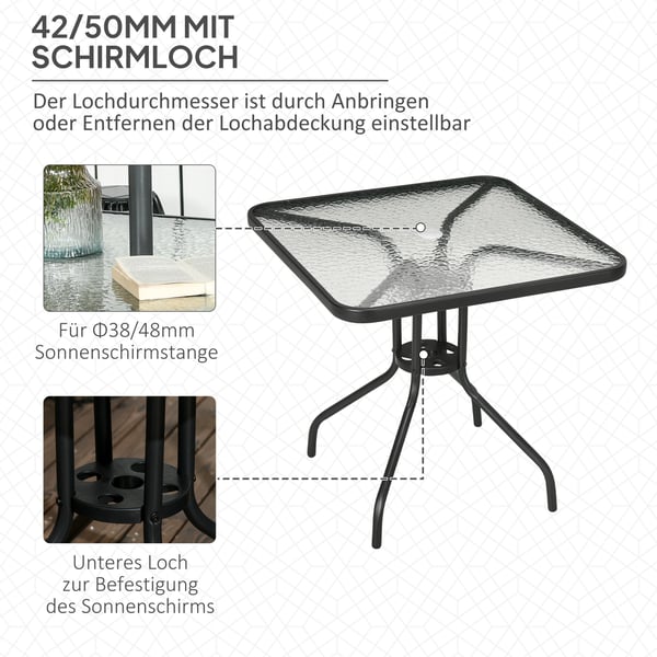Trädgårdsbord, 76x76x72 cm, Svart