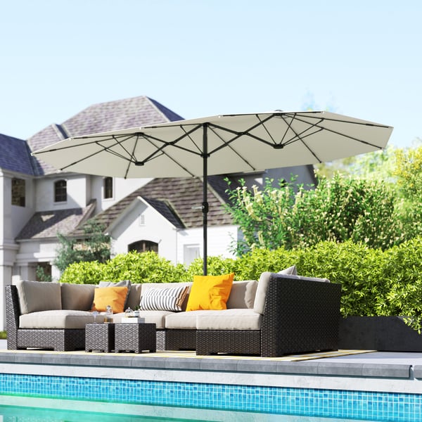 Dobbelt-sidet solparasol, 436x260x240 cm, beige
