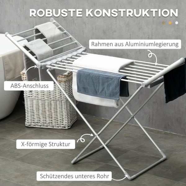 Elektrisk torkställning, 144x53x91 cm, Silver